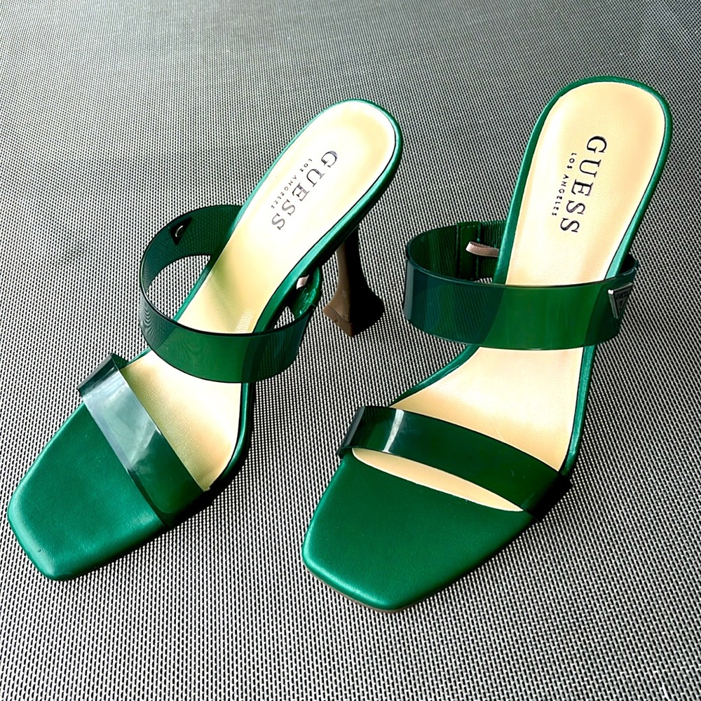 Pre-Owned Sandals Heels Stiletto By Guess In Green
